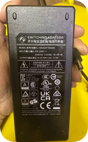 *Brand NEW*Stable 15V 4.8A 72W Switching Power Supply FJ-SW20251504800 Universal Charger Adaptor
